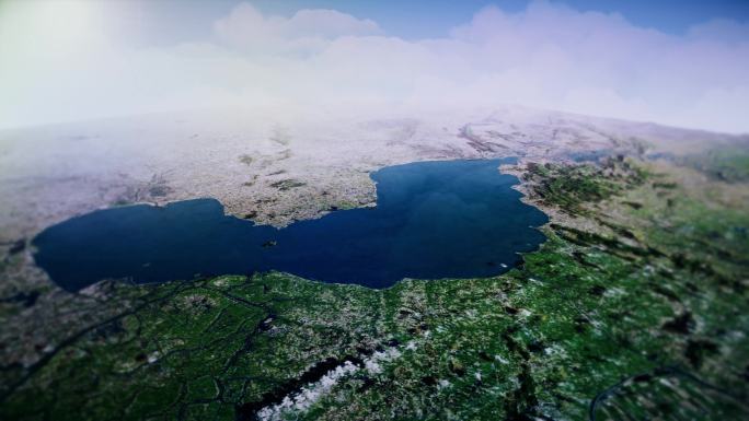 4K安徽合肥巢湖地图三维实景动画