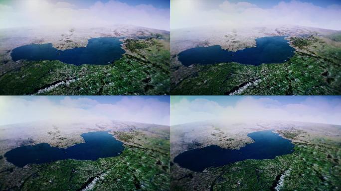 4K安徽合肥巢湖地图三维实景动画