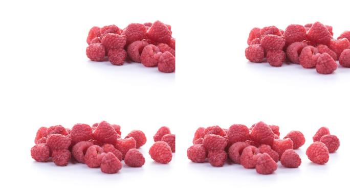 【正版素材】新鲜水果树莓白背景全景横移