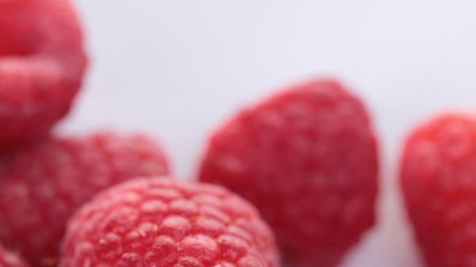【正版素材】新鲜水果树莓特写前移