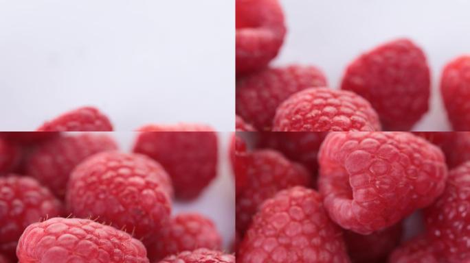 【正版素材】新鲜水果树莓特写前移