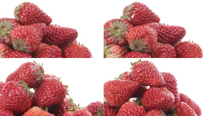 【正版素材】新鲜水果草莓白背景旋转