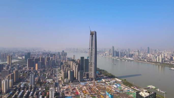 【武汉】绿地金融城长江二桥4K航拍素材