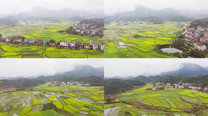 4K延时拍摄雨后云阳山下的村庄和田野合集
