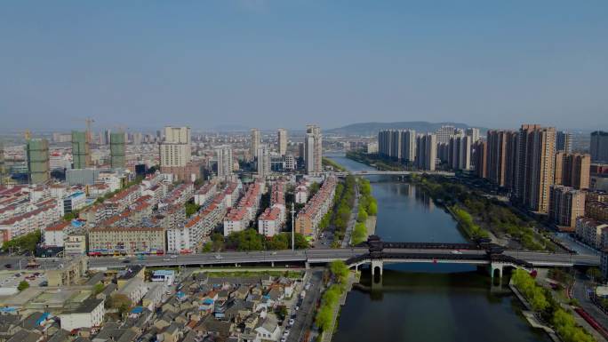 南京六合滁河浮桥航拍4k超高清宣传视频