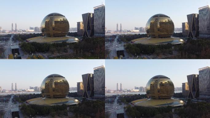 杭州地标航拍素材杭州市城市商业