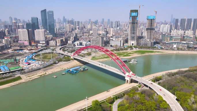 【武汉】汉江晴川桥4K航拍素材