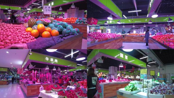 春节市场蔬菜水果买菜摊位健康食品农贸市场