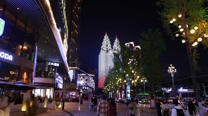 重庆南滨路夜景实拍素材