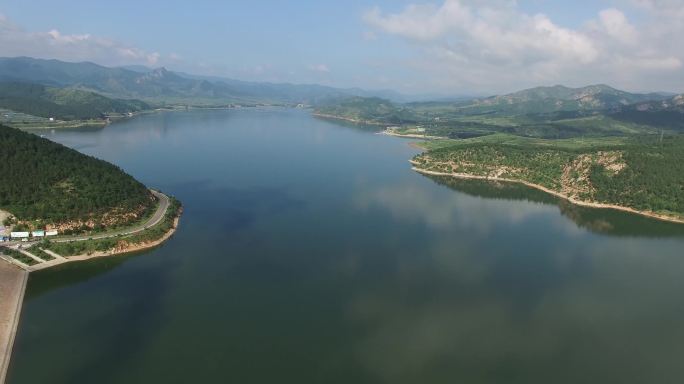 水库航拍打虎石水库山水航拍4k