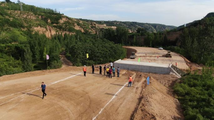 山西沿黄公路（平陆段）航拍路面村庄绿