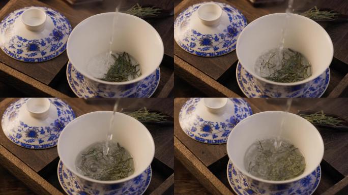 4K倒茶泡茶冲茶盖碗茶实拍实拍素材