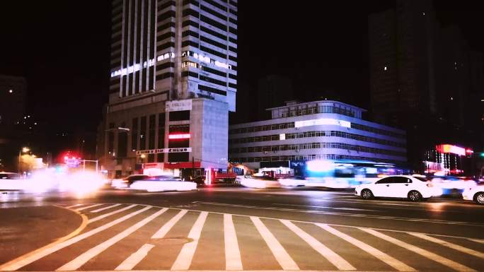 兰州街道夜景延时