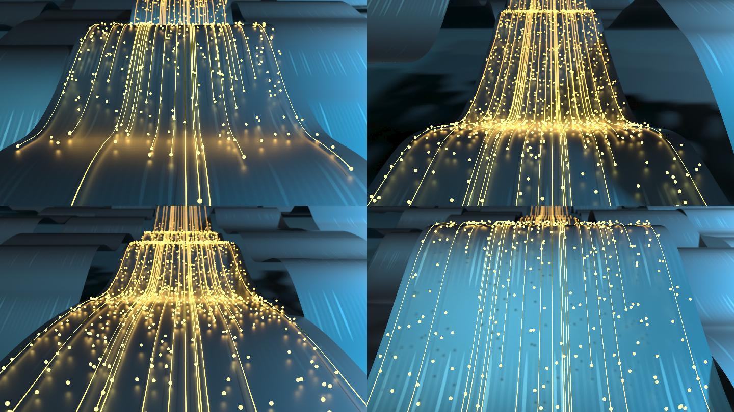 抽象粒子与曲面布料背景3D渲染