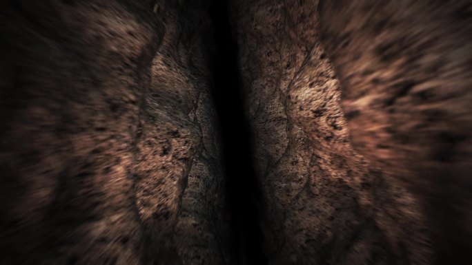 向着黑暗深渊岩石隧道前行视频