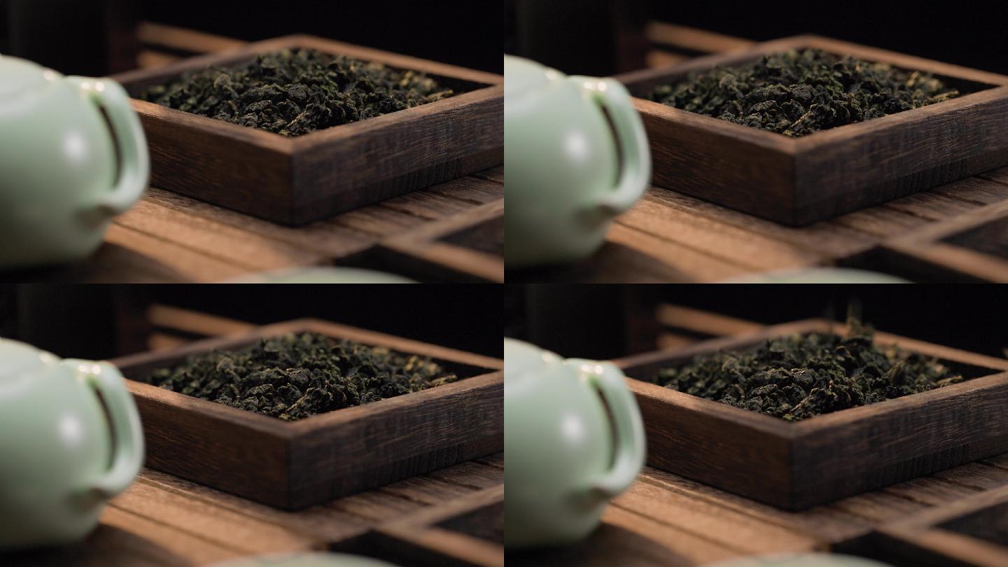 4K下落的茶叶茶道文化视频素材