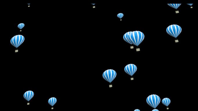 蓝色热气球上升透明通道