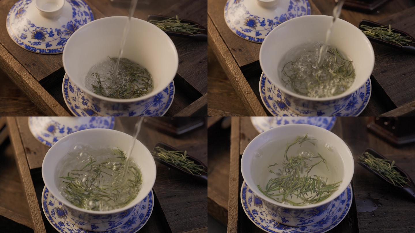 4K沏茶泡茶盖碗茶雀舌绿茶茶道文化