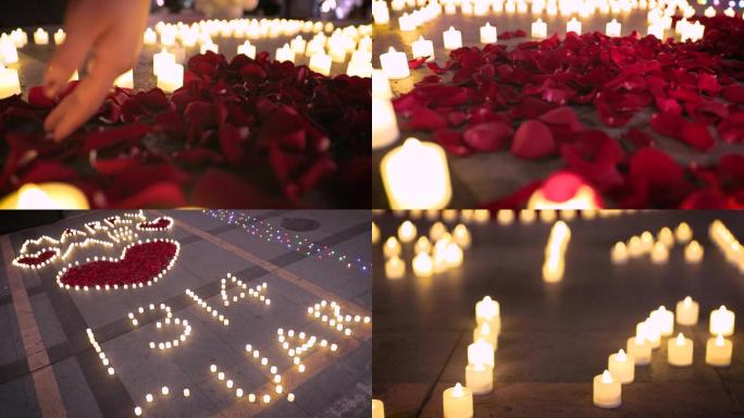 浪漫求婚玫瑰花蜡烛