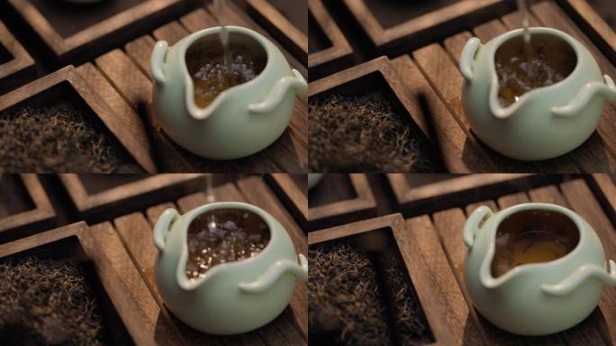 4K茶壶倒水红茶茶叶沏茶视频素材