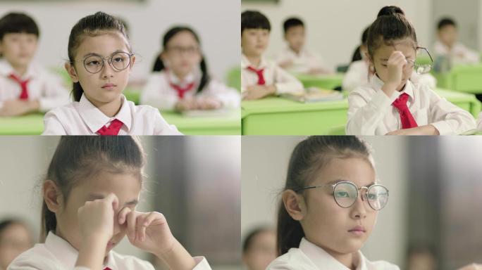 【4k】学生近视佩戴眼镜近视眼小孩