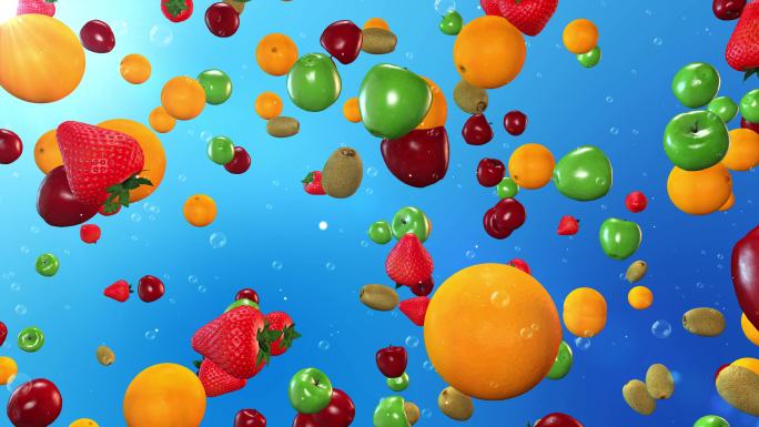4K水果气泡背景素材