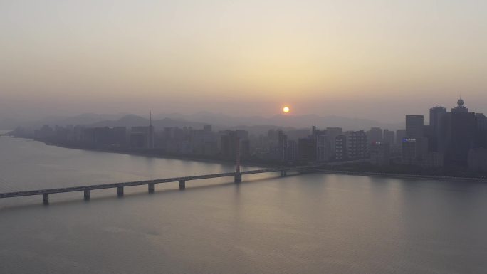 钱江世纪城钱江新城亚运馆夜景航拍