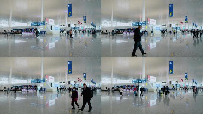 【4K原创】机场大厅人来人往延时