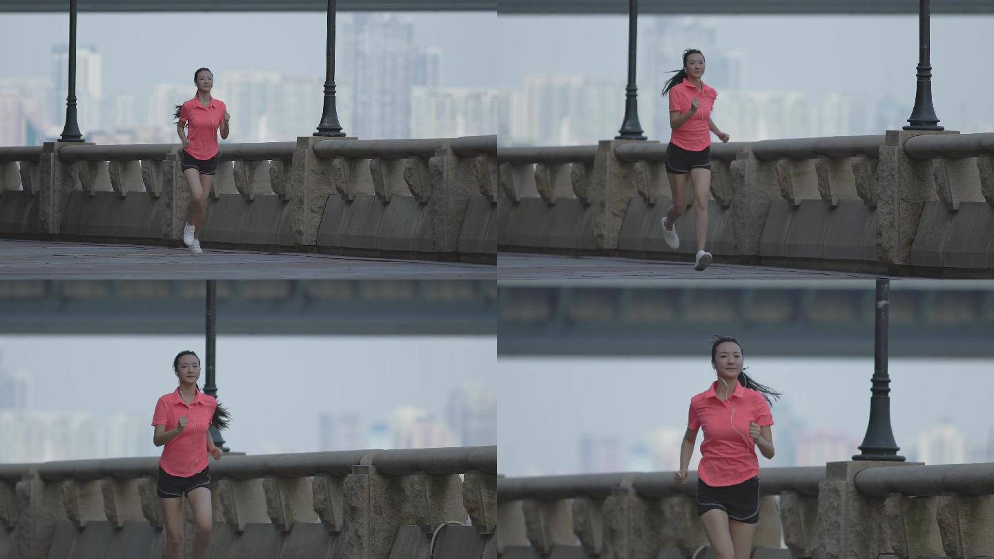 城市美女奔跑运动跑步
