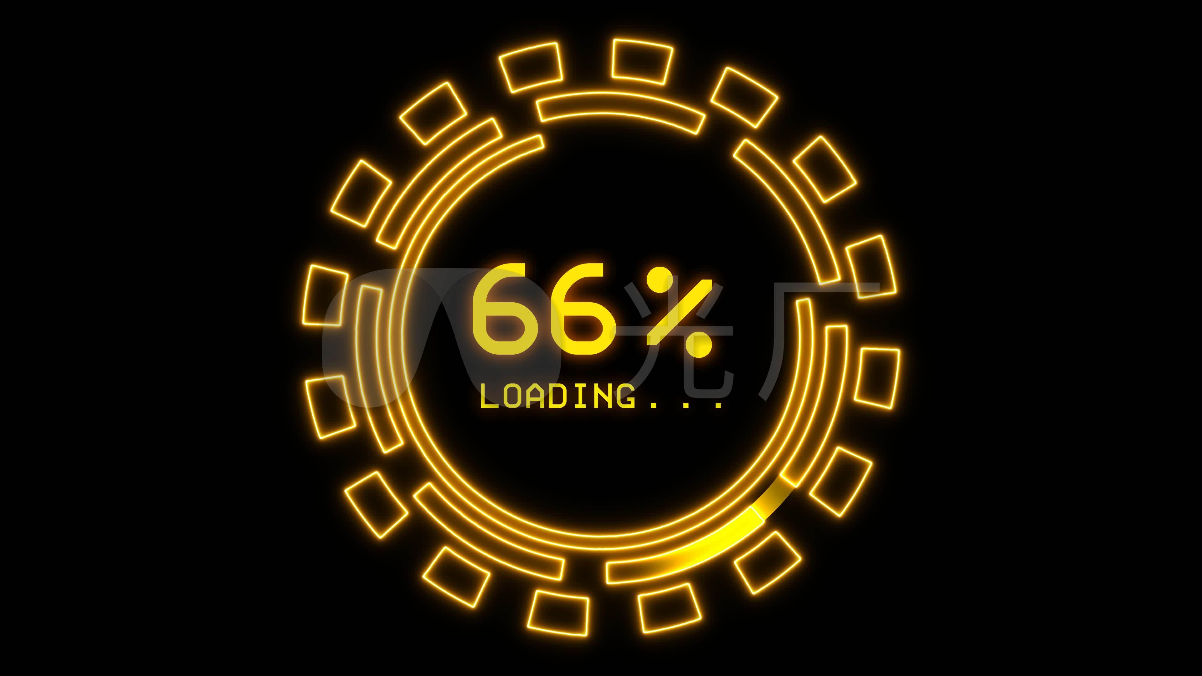 金色4k高科技能量加载百分比能量圈通道视