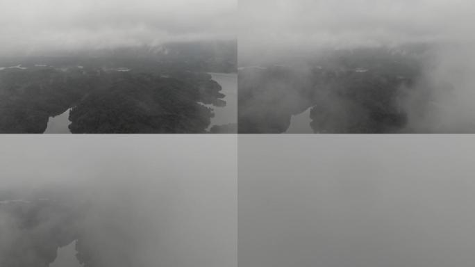 航拍穿过云雾云层雾气白云