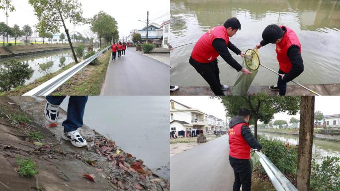 湖南常德志愿者下乡清理乡村河道垃圾