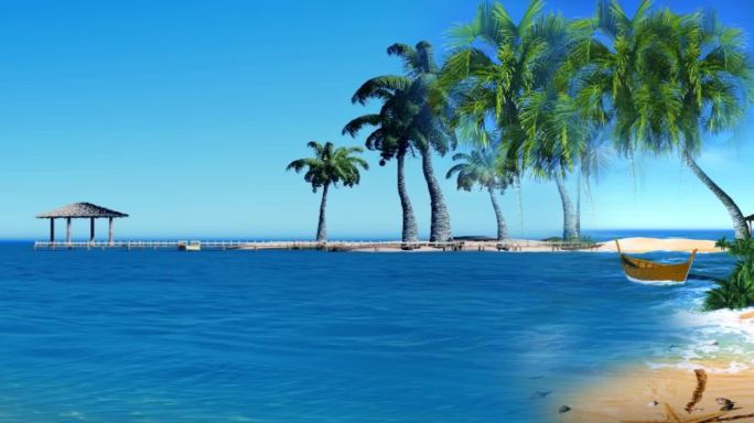 宽屏大海沙滩椰子树