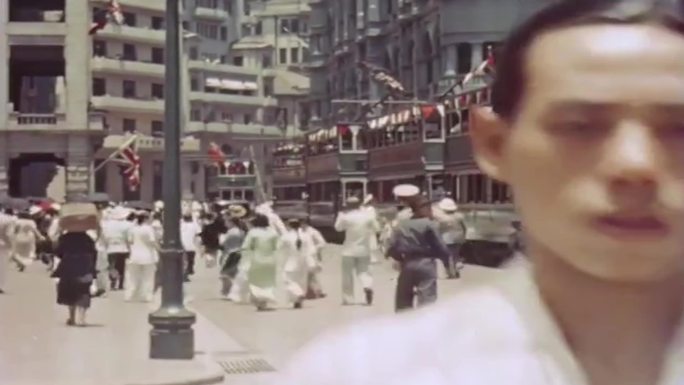 上世纪30年代香港街道行人街景