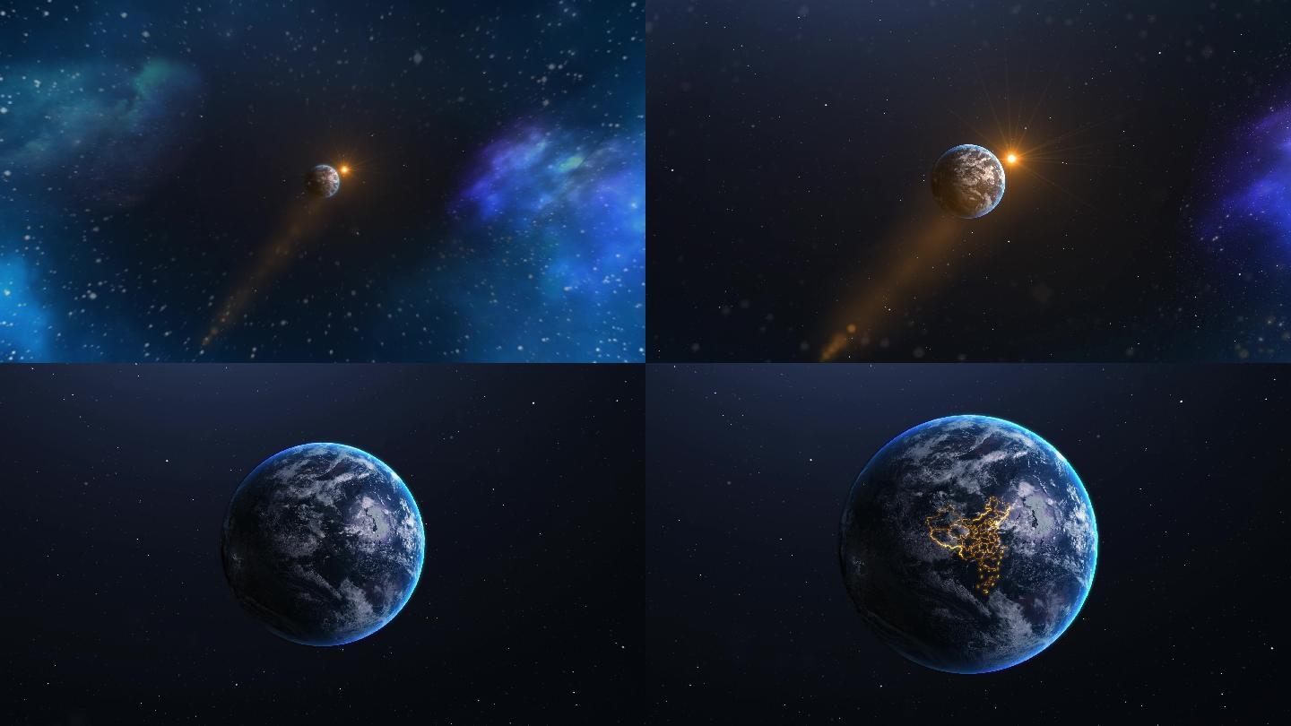[4k]宇宙地球俯冲中国地图-视频