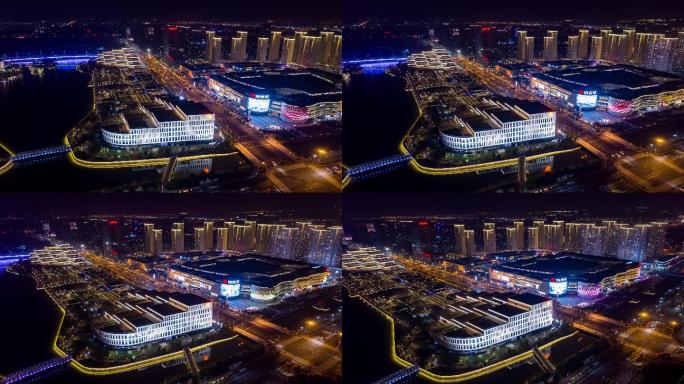 8秒4K宁波五一广场航拍夜景延时摄影