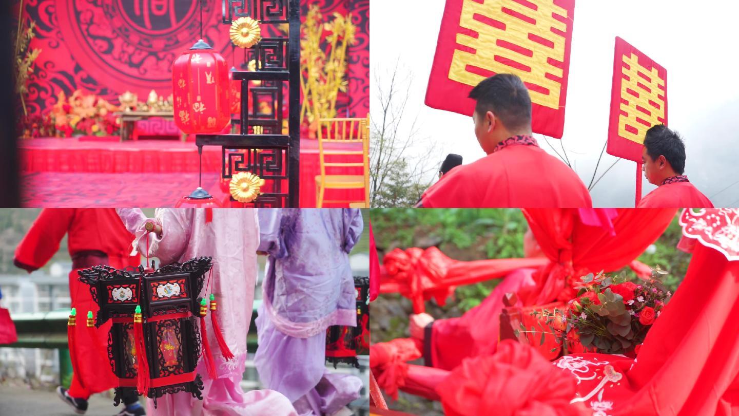 汉式明制汉婚传统婚礼喜庆红色古装花轿文化