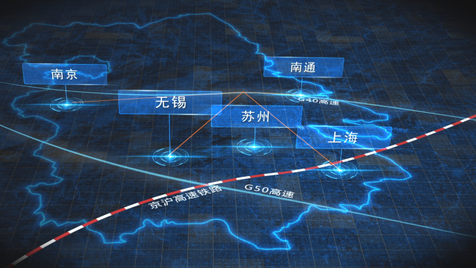 科技感地图标示交通线路宣传