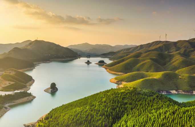 全州天湖高山日落桂林风景山水