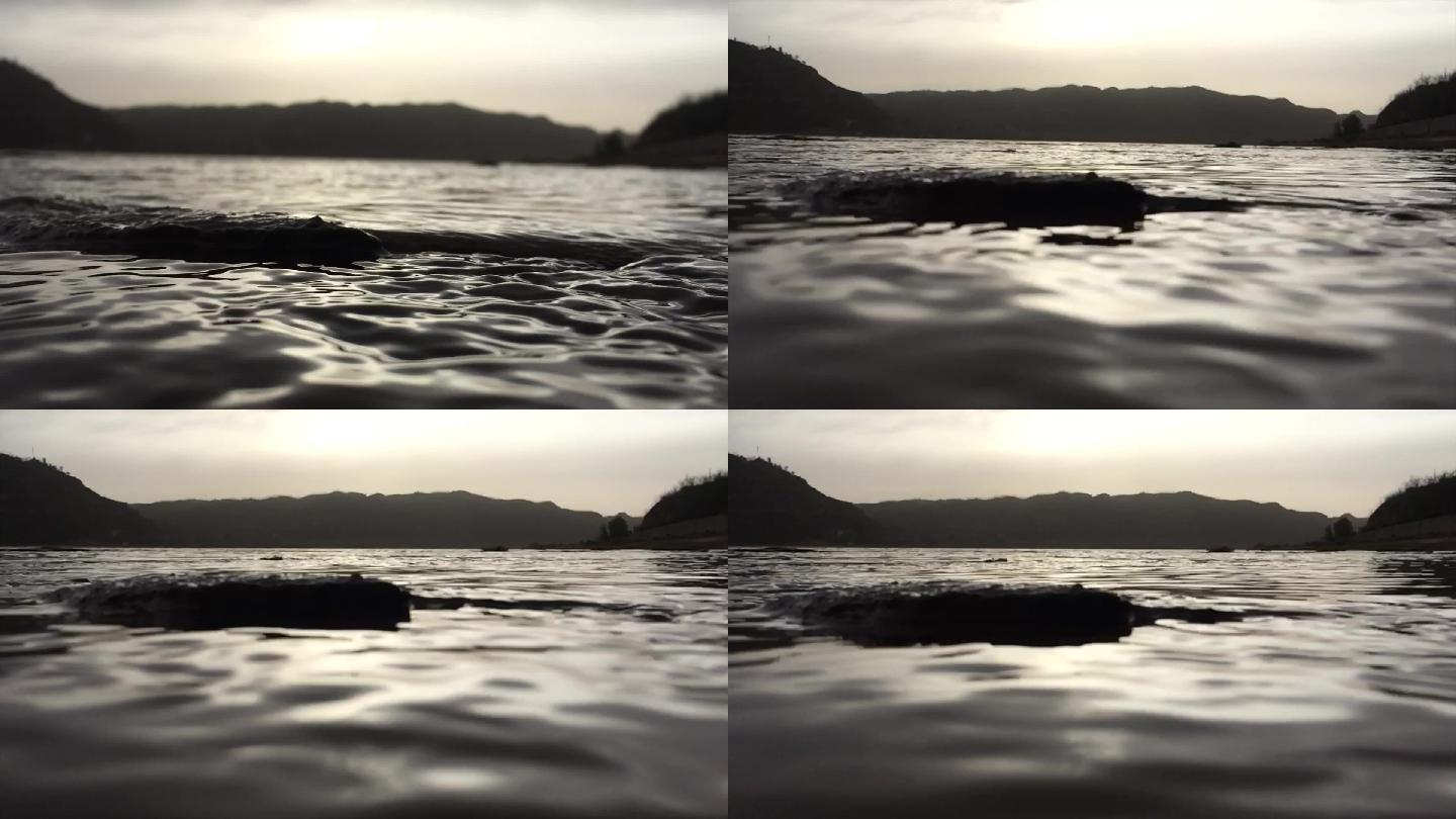 黄河碛口流水慢镜头低角度