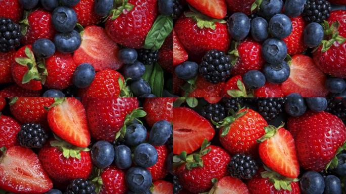 4K草莓蓝莓桑葚各种水果采摘