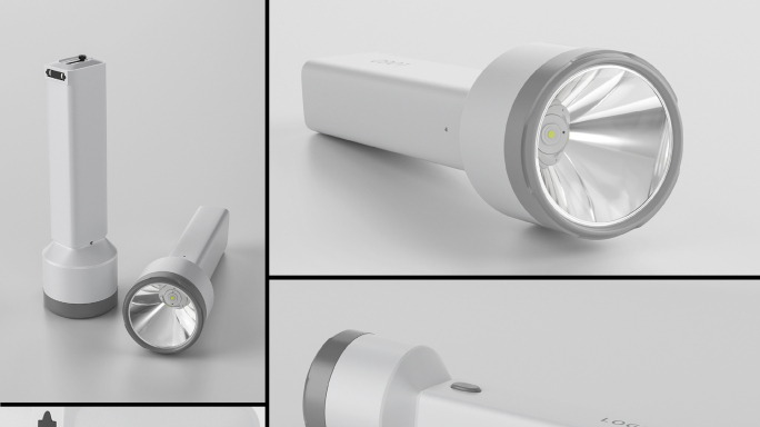 LED照明手电筒产品C4D模型_RS材质