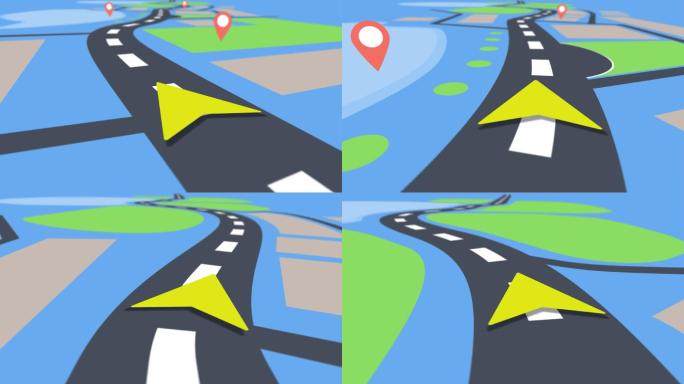 4K手机地图交通导航动画