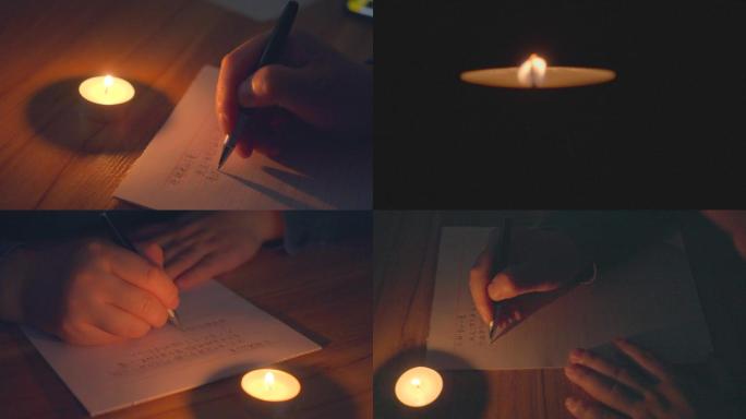 4K夜晚点蜡烛写信-烛光书信 回忆