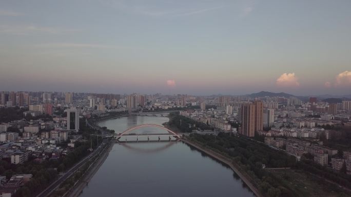 实拍城市宣传信阳浉河申桥航拍镜头素材4K