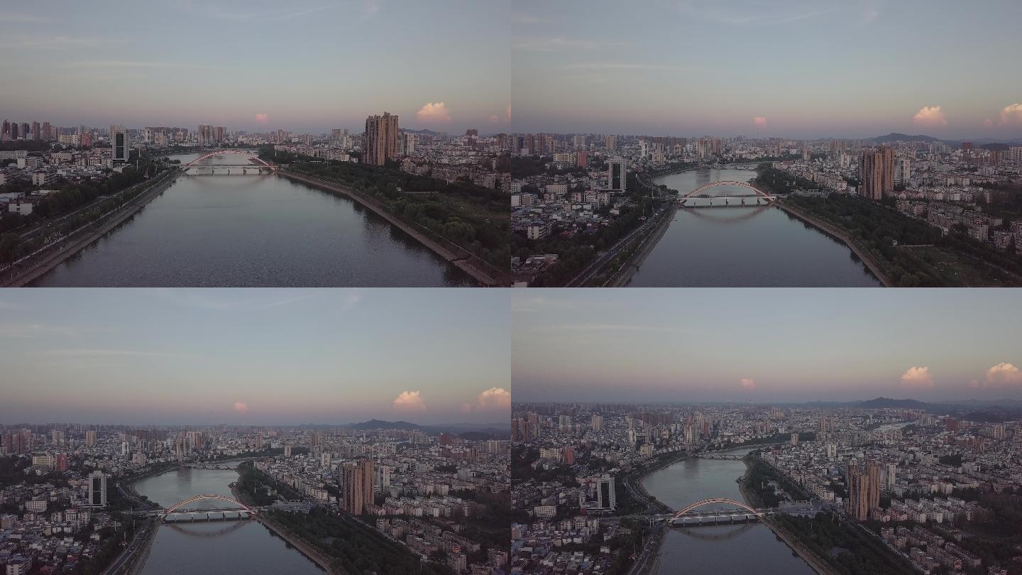 实拍城市宣传信阳浉河申桥航拍镜头素材4K