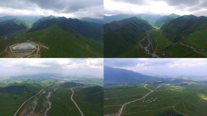 河西走廊甘肃积石山县黄草坪风景景色航拍