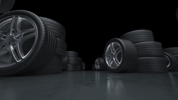 4K汽车轮胎穿梭背景