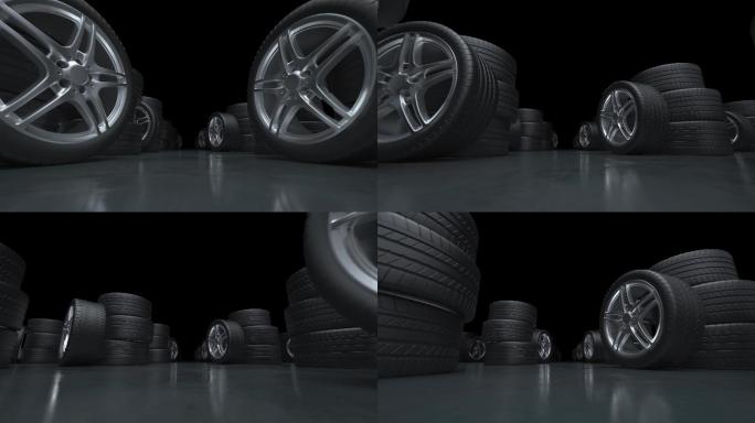 4K汽车轮胎穿梭背景