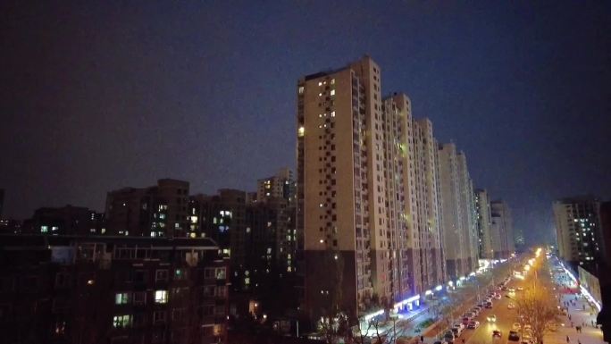北京生活小区夜景-万家灯火实拍素材